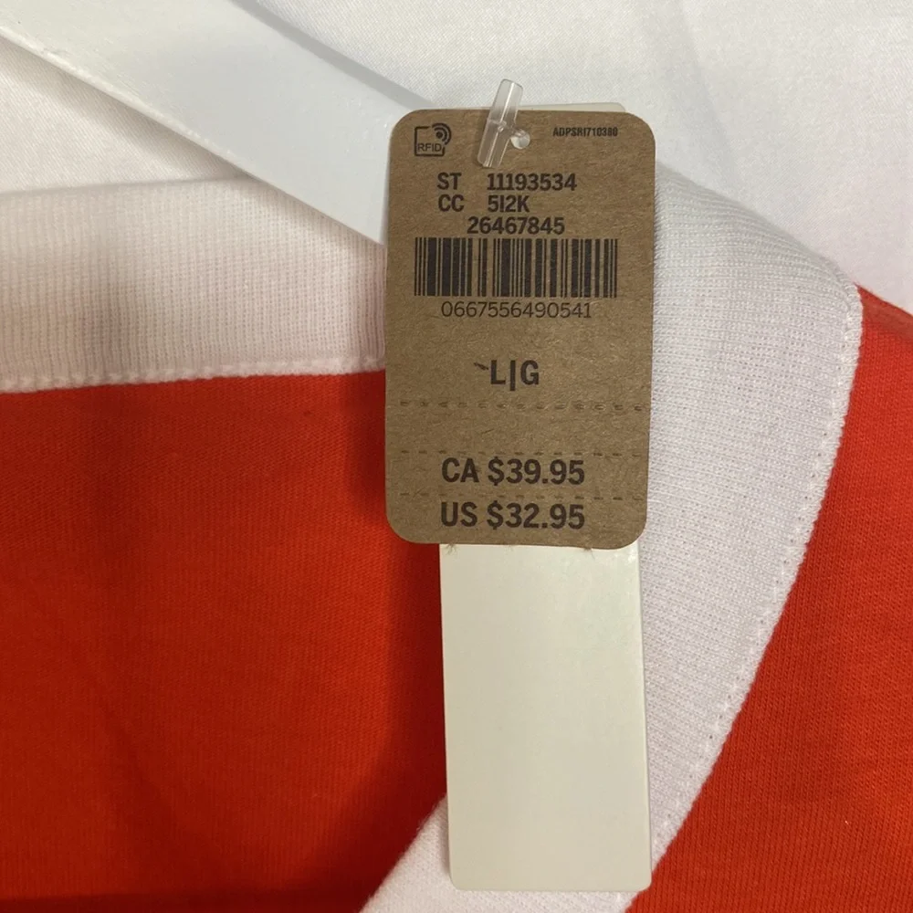 PINK Victorias Secret Short Sleeve Tee Orange White Trim Crew Neck Campus Large - Picture 7 of 9